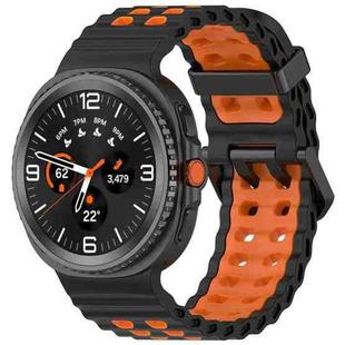 For Samsung Galaxy Watch8 / Watch8 Classic Marine Dual Buckle Two Color Silicone Watch Band(Black Orange)