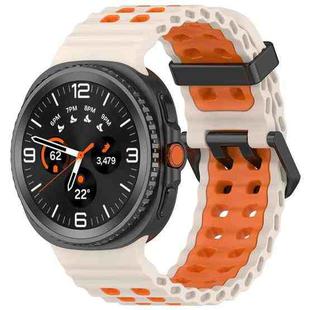 For Samsung Galaxy Watch8 / Watch8 Classic Marine Dual Buckle Two Color Silicone Watch Band(Starlight Orange)