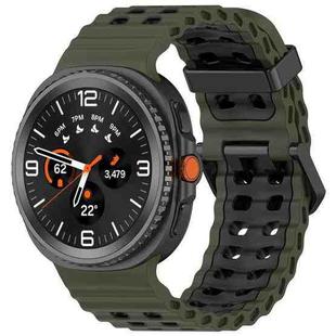 For Samsung Galaxy Watch8 / Watch8 Classic Marine Dual Buckle Two Color Silicone Watch Band(Army Green Black)