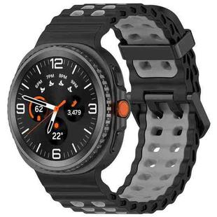 For Samsung Galaxy Watch8 / Watch8 Classic Marine Dual Buckle Two Color Silicone Watch Band(Black Gray)