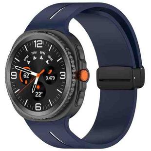 For Samsung Galaxy Watch8 / Watch8 Classic Fold Magnetic Buckle Silicone Watch Band(Midnight Blue White)