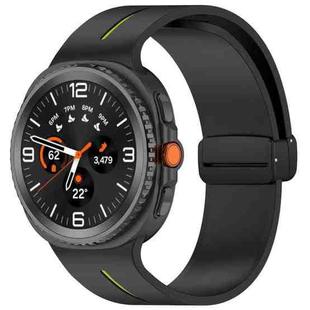 For Samsung Galaxy Watch8 / Watch8 Classic Fold Magnetic Buckle Silicone Watch Band(Black Lime)