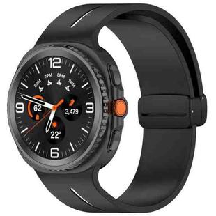 For Samsung Galaxy Watch8 / Watch8 Classic Fold Magnetic Buckle Silicone Watch Band(Black White)