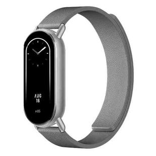 For Xiaomi Smart Band 10 / 9 / 8 Lychee Texture Soft Magnetic Silicone Watch Strap(Gray)