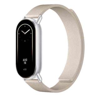 For Xiaomi Smart Band 10 / 9 / 8 Lychee Texture Soft Magnetic Silicone Watch Strap(Khaki)