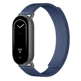 For Xiaomi Smart Band 10 / 9 / 8 Lychee Texture Soft Magnetic Silicone Watch Strap(Dark Blue)