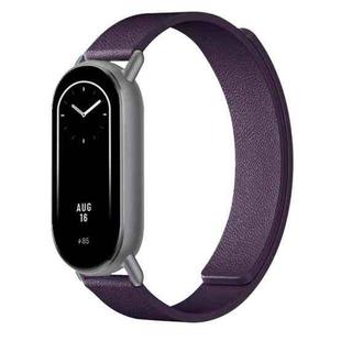For Xiaomi Smart Band 10 / 9 / 8 Lychee Texture Soft Magnetic Silicone Watch Strap(Purple)