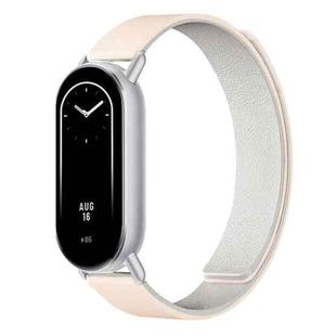 For Xiaomi Smart Band 10 / 9 / 8 Lychee Texture Soft Magnetic Silicone Watch Strap(Milk Tea White)