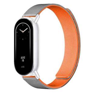 For Xiaomi Smart Band 10 / 9 / 8 Lychee Texture Soft Magnetic Silicone Watch Strap(Gray Orange)