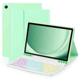 For Samsung Galaxy Tab A9+ Magnetic Gradient Keyboard Silicone Full Cover Leather Case(Tender Green)