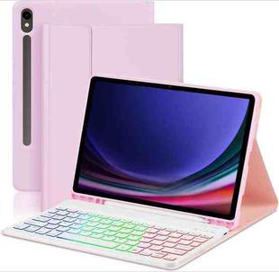 For Samsung Galaxy Tab A9+ Magnetic Detachable 3-Color Gradient Backlit Keyboard Tablet Case(Cherry Blossom Pink)