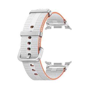 For Samsung Galaxy Watch8 / Watch8 Classic Steel Buckle Striped Elastic Nylon Watch Band(White)