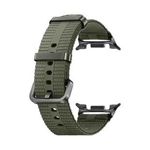 For Samsung Galaxy Watch8 / Watch8 Classic Steel Buckle Striped Elastic Nylon Watch Band(Army Green)