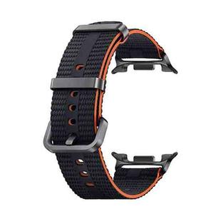 For Samsung Galaxy Watch8 / Watch8 Classic Steel Buckle Striped Elastic Nylon Watch Band(Dark Gray)