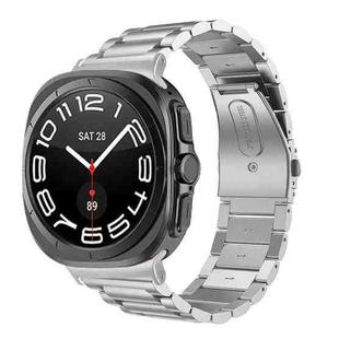 For Samsung Galaxy Watch Ultra 47mm / Ultra 2025 Three Beads Stainless Steel Watch Band(Silver)