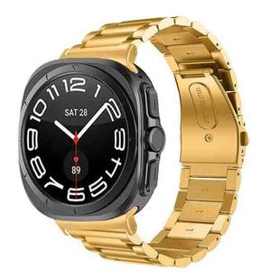 For Samsung Galaxy Watch Ultra 47mm / Ultra 2025 Three Beads Stainless Steel Watch Band(Gold)