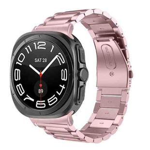 For Samsung Galaxy Watch Ultra 47mm / Ultra 2025 Three Beads Stainless Steel Watch Band(Rose Pink)