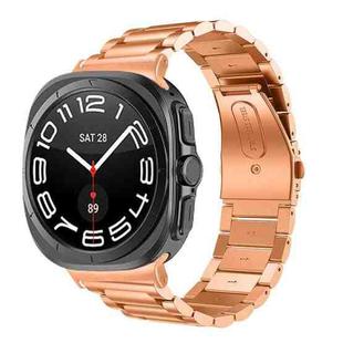 For Samsung Galaxy Watch Ultra 47mm / Ultra 2025 Three Beads Stainless Steel Watch Band(Rose Gold)