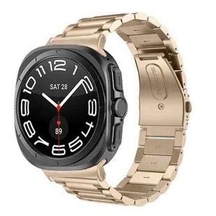 For Samsung Galaxy Watch Ultra 47mm / Ultra 2025 Three Beads Stainless Steel Watch Band(Vintage Gold)