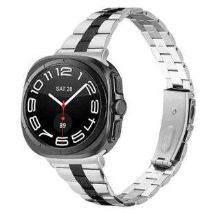 For Samsung Galaxy Watch Ultra 47mm / Ultra 2025 Three Beads Slim Stainless Steel Watch Band(Silver Black)