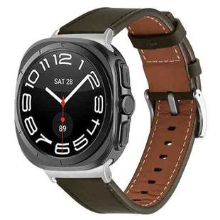 For Samsung Galaxy Watch Ultra 47mm / Ultra 2025 Silver Buckle Nappa Genuine Leather Watch Band(Dark Coffee)