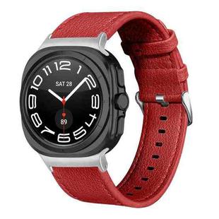 For Samsung Galaxy Watch Ultra 47mm / Ultra 2025 Dual Sides Lychee Genuine Leather Watch Band(Red)