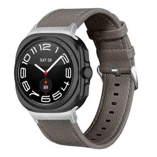 For Samsung Galaxy Watch Ultra 47mm / Ultra 2025 Dual Sides Lychee Genuine Leather Watch Band(Gray)