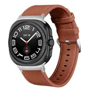 For Samsung Galaxy Watch Ultra 47mm / Ultra 2025 Dual Sides Lychee Genuine Leather Watch Band(Coffee)