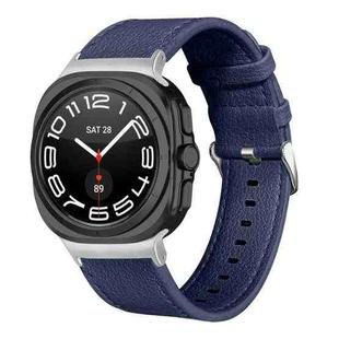 For Samsung Galaxy Watch Ultra 47mm / Ultra 2025 Dual Sides Lychee Genuine Leather Watch Band(Blue)