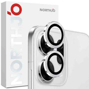For OPPO Reno14 Global NORTHJO Camera Lens Protector CD Metal Ring Tempered Glass Film(Silver)
