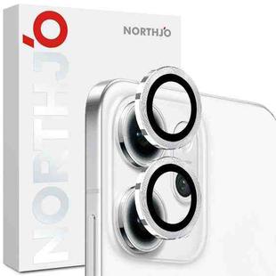 For OPPO Reno14 Pro Global NORTHJO Camera Lens Protector CD Metal Ring Tempered Glass Film(Silver)