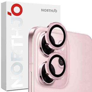 For OPPO Reno14 Pro Global NORTHJO Camera Lens Protector CD Metal Ring Tempered Glass Film(Pink)