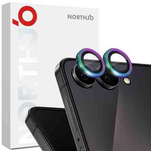 For Samsung Galaxy Z Flip7 5G NORTHJO Camera Lens Protector CD Metal Ring Tempered Glass Film(Colorful)