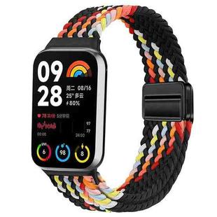 For Xiaomi Smart Band 9 Pro / Redmi Watch 5 Slim Magnetic Buckle Braided Loop Watch Band(Black Rainbow)