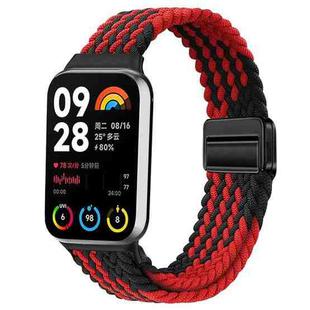 For Xiaomi Smart Band 9 Pro / Redmi Watch 5 Slim Magnetic Buckle Braided Loop Watch Band(Black Red)