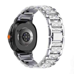 For Samsung Galaxy Watch8 / Watch8 Classic Triple Beads Diamond Metal Watch Band(Silver)