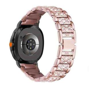 For Samsung Galaxy Watch8 / Watch8 Classic Triple Beads Diamond Metal Watch Band(Rose Pink)