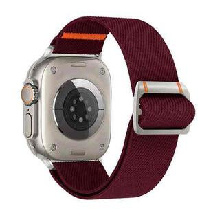 For Apple Watch 46mm / 49mm / 45mm / 44mm Watchman Mechanical Buckle Nylon Watch Band(Burgundy)