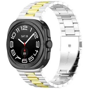 For Samsung Galaxy Watch8 / Watch8 Classic Three Beads Stainless Steel Watch Band with Removal Tool(Silver Gold)