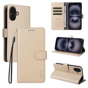 For iPhone 17 ENKAY RFID Blocking Wallet Kickstand Litchi Texture Leather Phone Case(Beige)