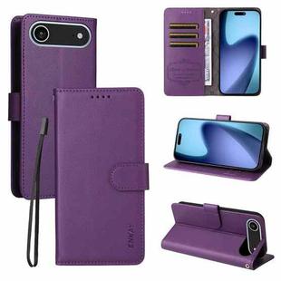 For iPhone 17 Air ENKAY RFID Blocking Wallet Kickstand Litchi Texture Leather Phone Case(Purple)
