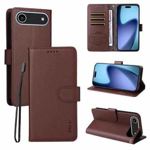 For iPhone 17 Air ENKAY RFID Blocking Wallet Kickstand Litchi Texture Leather Phone Case(Brown)