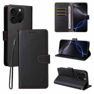For iPhone 16 Pro Max ENKAY RFID Blocking Wallet Kickstand Litchi Texture Leather Phone Case(Black)