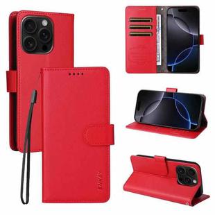 For iPhone 16 Pro Max ENKAY RFID Blocking Wallet Kickstand Litchi Texture Leather Phone Case(Red)