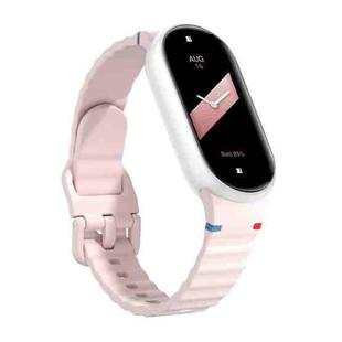 For Xiaomi Smart Band 10 / 9 / 8 Wavy Grain Stitched Silicone Watch Band(Pink)
