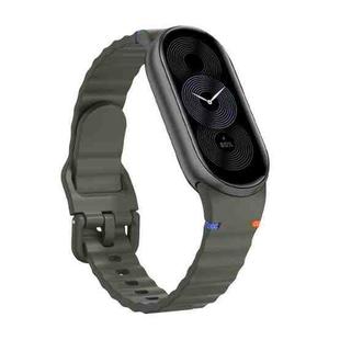 For Xiaomi Smart Band 10 / 9 / 8 Wavy Grain Stitched Silicone Watch Band(Army Green)