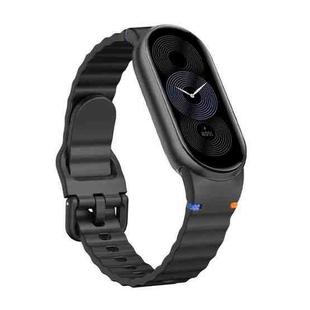 For Xiaomi Smart Band 10 / 9 / 8 Wavy Grain Stitched Silicone Watch Band(Black)
