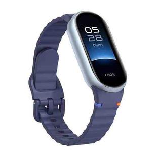 For Xiaomi Smart Band 10 / 9 / 8 Wavy Grain Stitched Silicone Watch Band(Midnight Blue)