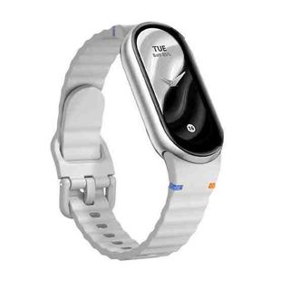 For Xiaomi Smart Band 10 / 9 / 8 Wavy Grain Stitched Silicone Watch Band(Light Gray)