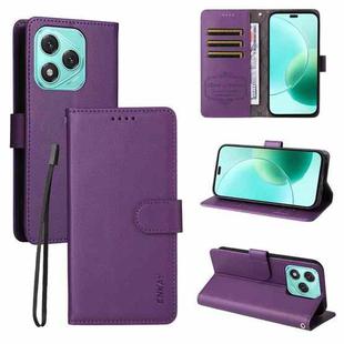 For Honor 400 Lite ENKAY RFID Blocking Wallet Kickstand Litchi Texture Leather Phone Case(Purple)